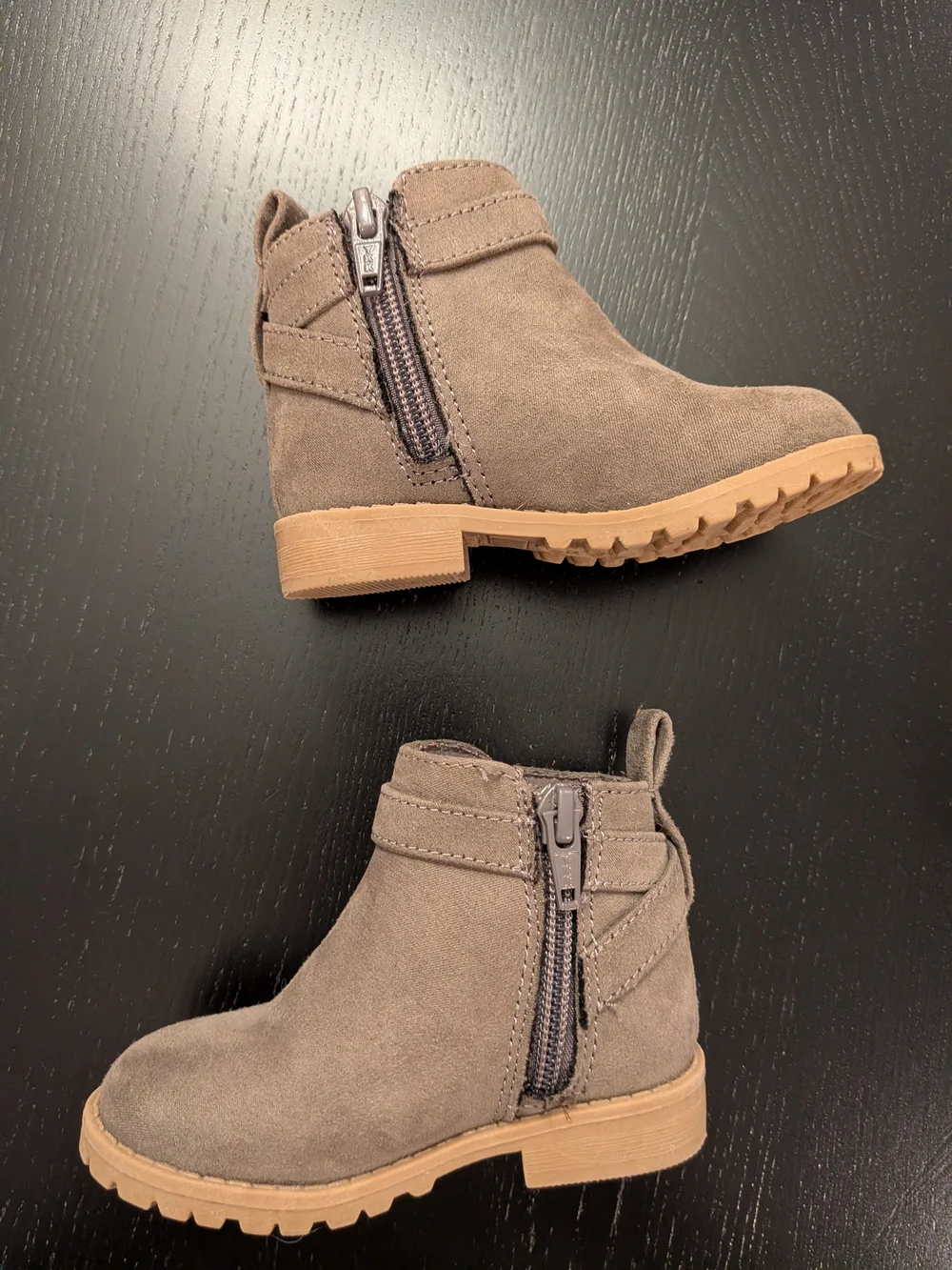 Kids Taupe Suede Ankle Boots with Buckle